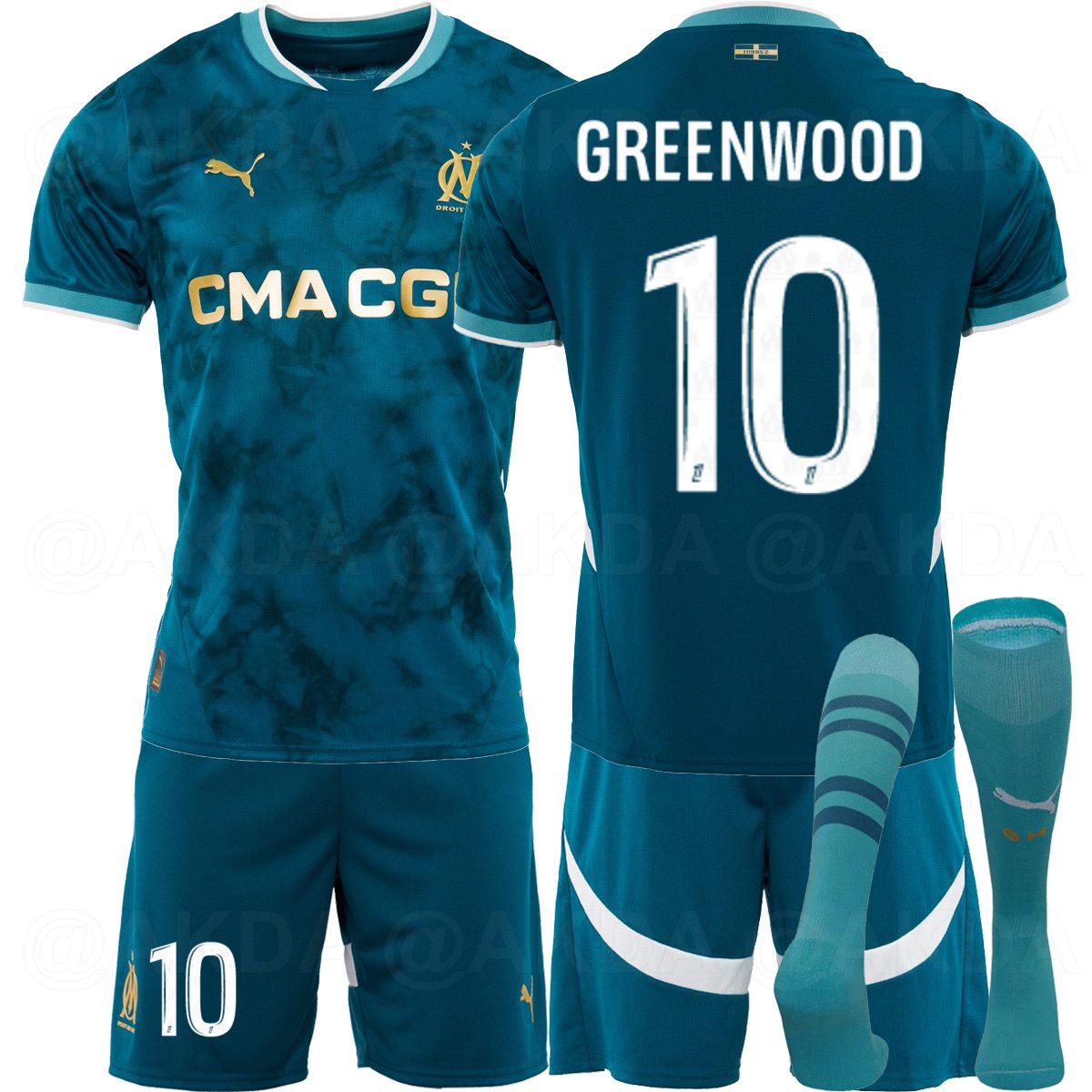 Kit Foot Olympique De Marseille – Ballon Taille 5, Sac, Pompe, Brassard, 4 Cônes, Collection Officielle Enfant, Polyuréthane
