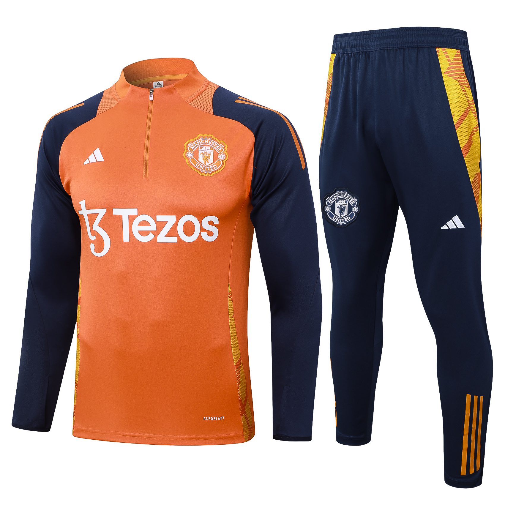 ウェア Manchester United 24-25 training setup 2024/25 Kids Mens Manchester United 1/4 Zip Tracksuit 24/25 Orange