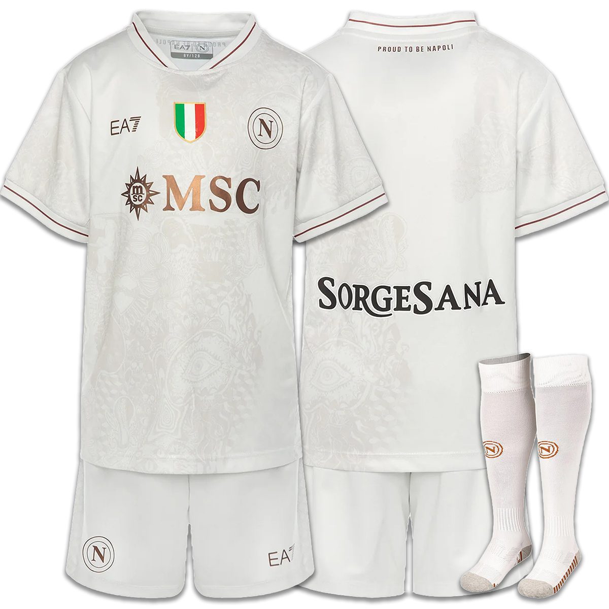 EA7 25/26 SSC Napoli Away Football Kit 2025/2026 Kids Jersey Strip