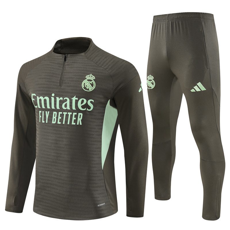 Real Madrid adidas 25/26 Army Green 1/4 Zip Training Tracksuit