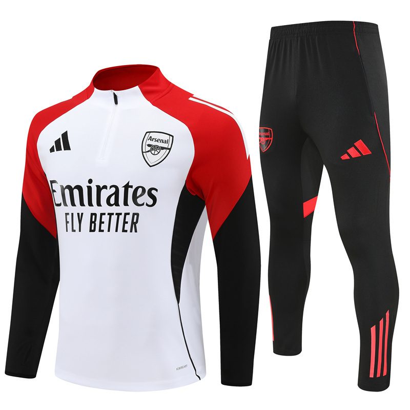 Arsenal adidas 25/26 White 1/4 Zip Training Tracksuit – WowJersey